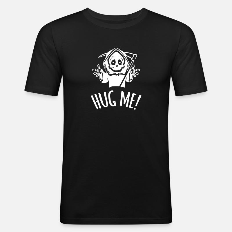 HUG ME ! - Männer Slim Fit T-Shirt - Schwarz