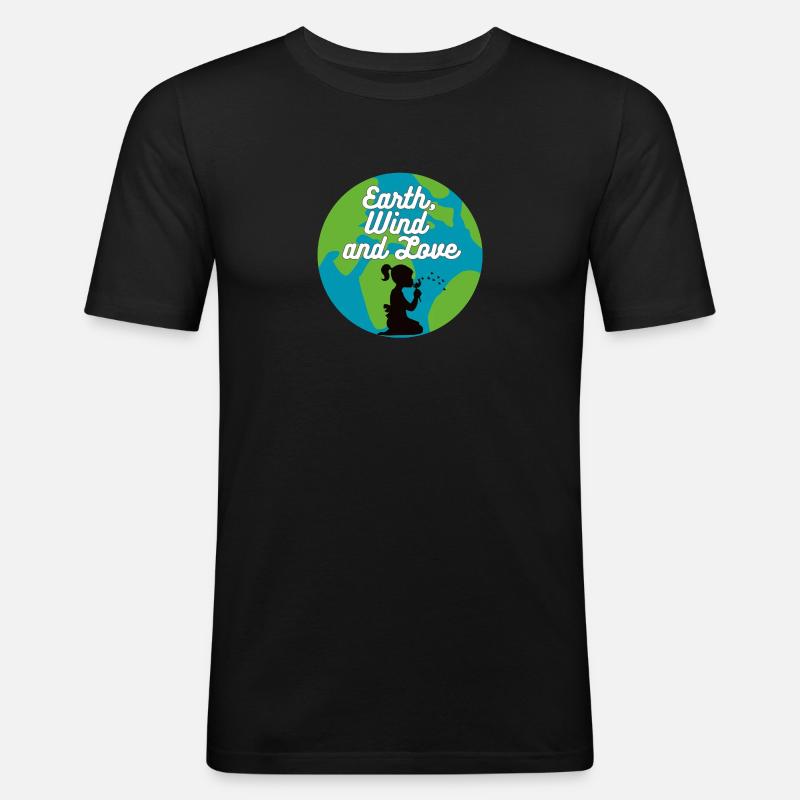 Erde, Wind & Liebe - Männer Slim Fit T-Shirt - Schwarz