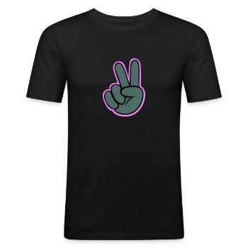 Main de la victoire - T-shirt près du corps Homme - noir - Devant - Nik (191cm)