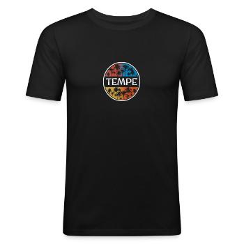 Tempe Arizona Élégant Vacances Souvenir Palmier - T-shirt près du corps Homme - noir - Devant - Nik (191cm)
