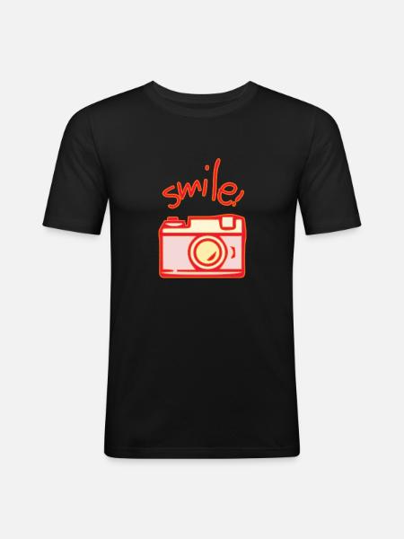 Caméra - T-shirt près du corps Homme - noir