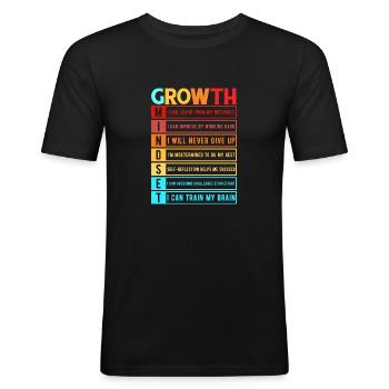 Growth Mindset 1 - Men's Slim Fit T-Shirt - black - Front - Nik (191cm)
