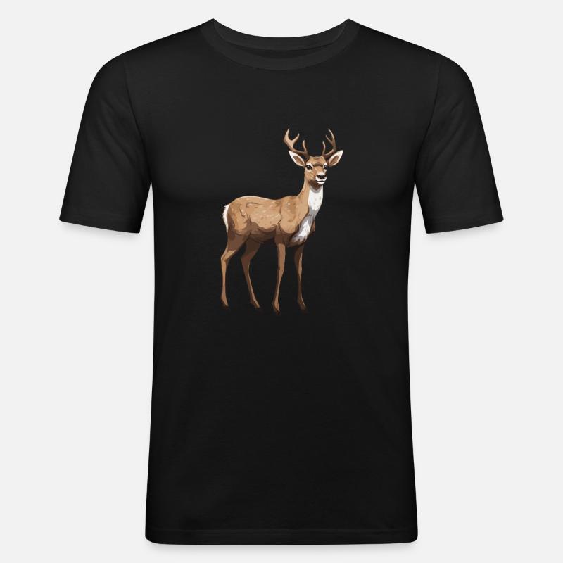 Hirsch Tier - Männer Slim Fit T-Shirt - Schwarz