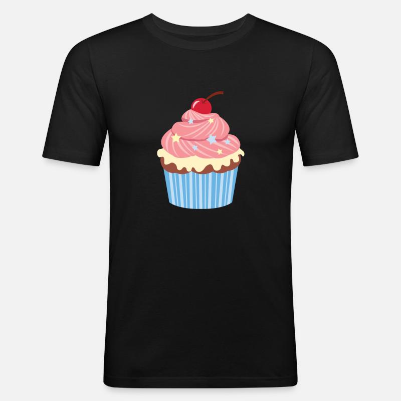 Cherry Cupcake - Männer Slim Fit T-Shirt - Schwarz