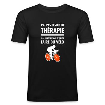 Thérapie - Faire Du Vélo - T-shirt près du corps Homme - noir - Devant - Nik (191cm)