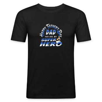 Bonne fête des pères - T-shirt près du corps Homme - noir - Devant - Nik (191cm)