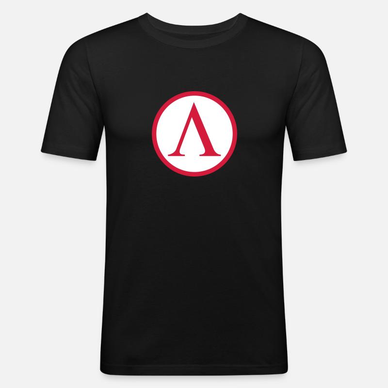 Spartan roundel - Männer Slim Fit T-Shirt - Schwarz