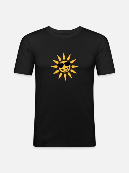 Sonne - Männer Slim Fit T-Shirt - Schwarz