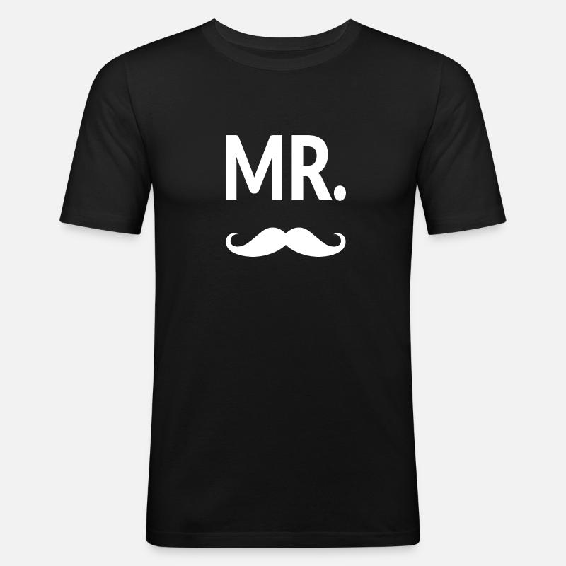 Mr. Moustache - Männer Slim Fit T-Shirt - Schwarz