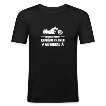 Motorrad - Männer Slim Fit T-Shirt - Schwarz - Vorne - Nik (191cm)