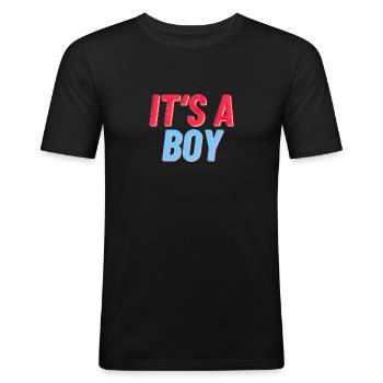 It's a Boy - It's a Boy - Birth Reveal - Men's Slim Fit T-Shirt - black - Front - Nik (191cm)