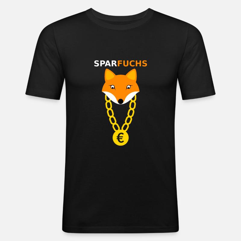 Sparfuchs Fuchs Tier Geschenk - Männer Slim Fit T-Shirt - Schwarz