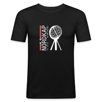 Nordkap Norway Norwegen AM ENDE DER WELT - Männer Slim Fit T-Shirt - Schwarz - Vorne - Nik (191cm)