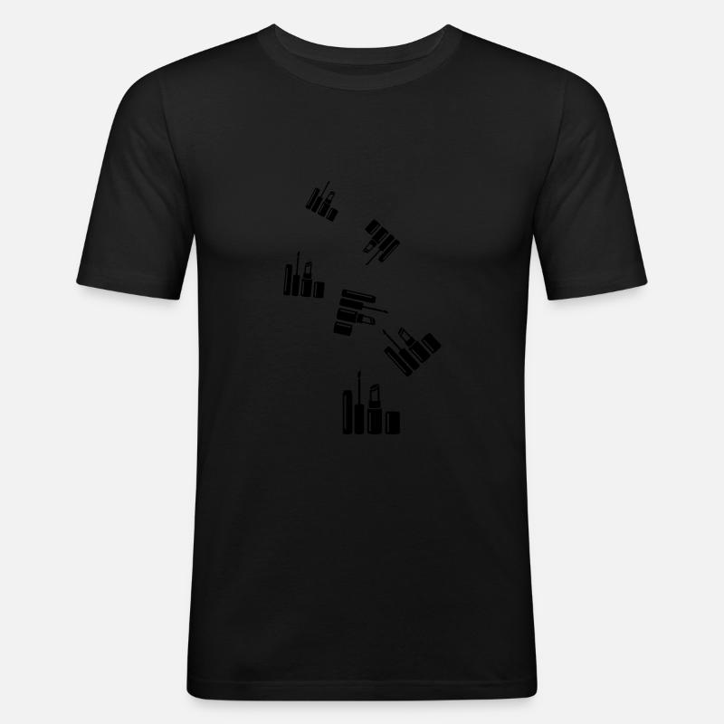 Make Up Kosmetik Icon - Männer Slim Fit T-Shirt - Schwarz