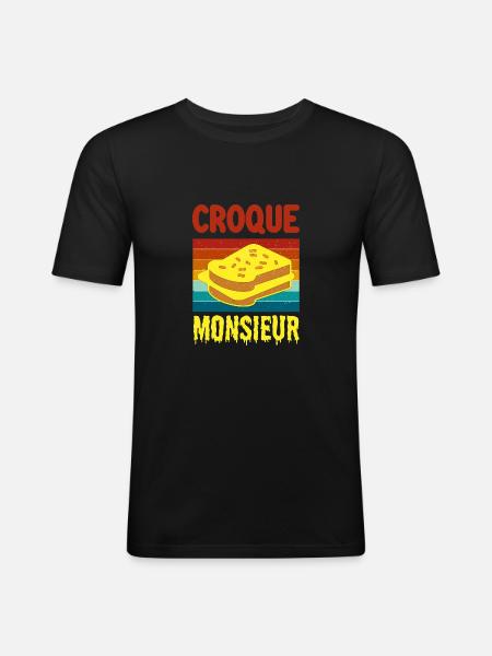 croque monsieur - T-shirt près du corps Homme - noir