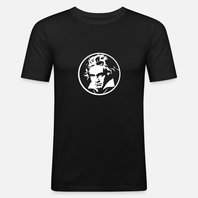 Roll over Beethoven (negativ) - Männer Slim Fit T-Shirt - Schwarz