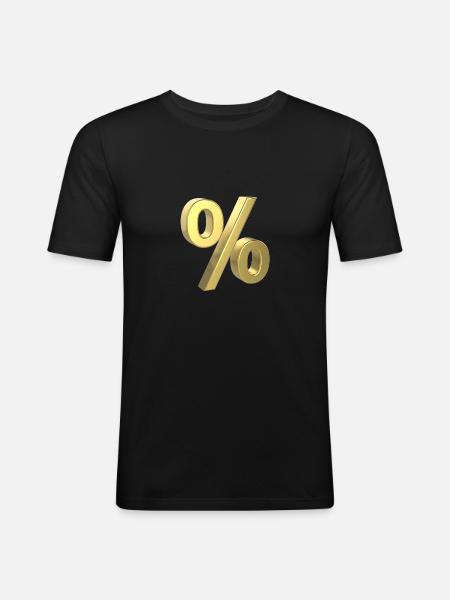 Prozentzeichen Gold 3D - Männer Slim Fit T-Shirt - Schwarz