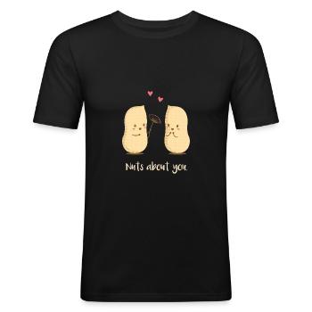 Nuts About You-Liebe-Valentinstag Geschenk Paare - Männer Slim Fit T-Shirt - Schwarz - Vorne - Nik (191cm)
