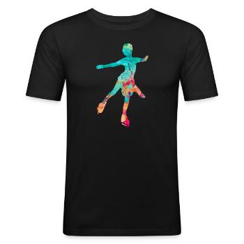 Eiskunstlauf PopArt - Männer Slim Fit T-Shirt - Schwarz - Vorne - Nik (191cm)