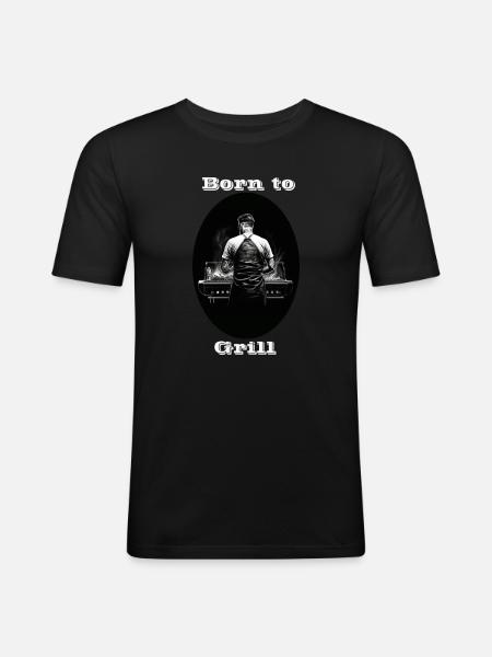 Né pour griller blanc - T-shirt près du corps Homme - noir