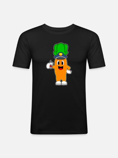 Carrot Policier Microphone Police - T-shirt près du corps Homme - noir