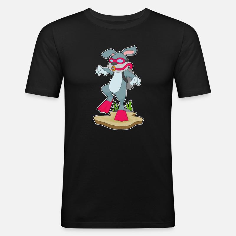 Rabbit Diver Bouteille d’oxygène Plongée - T-shirt près du corps Homme - noir