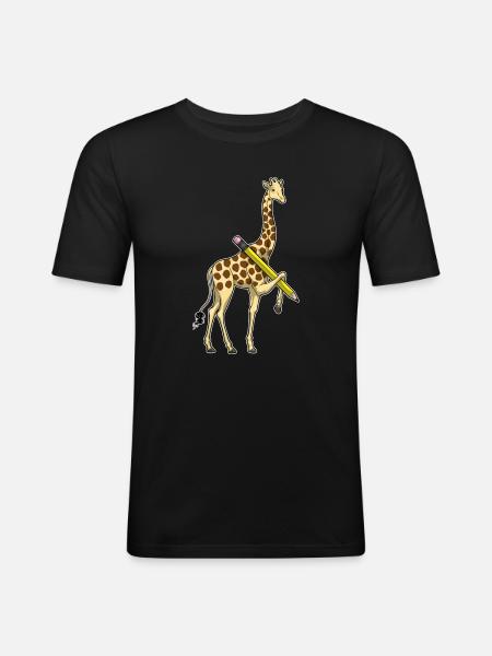 Giraffe Student Pencil School - Men's Slim Fit T-Shirt - black