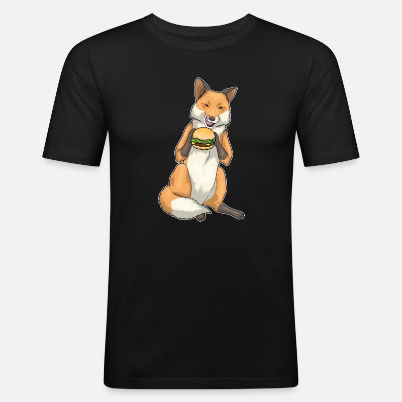 Fuchs Burger - Männer Slim Fit T-Shirt - Schwarz