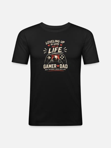 Gamer Dad: Level Up i spil og liv - Herre Slim Fit T-Shirt - sort