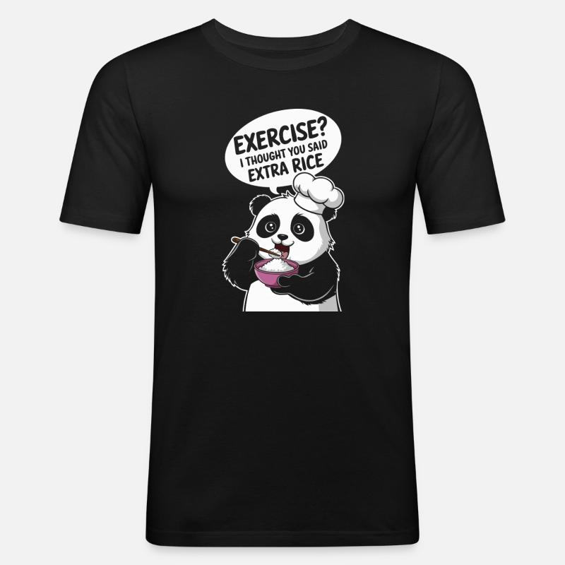 Panda Küchenchef Extra Rice - Männer Slim Fit T-Shirt - Schwarz