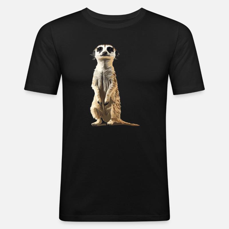Suricate Erdmännchen - T-shirt près du corps Homme - noir