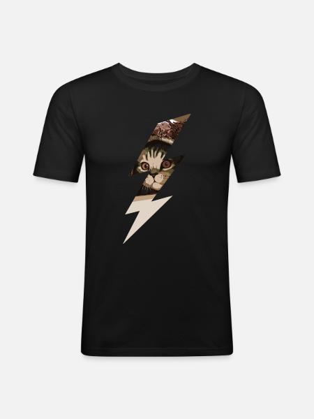 Lightning cat - Men's Slim Fit T-Shirt - black