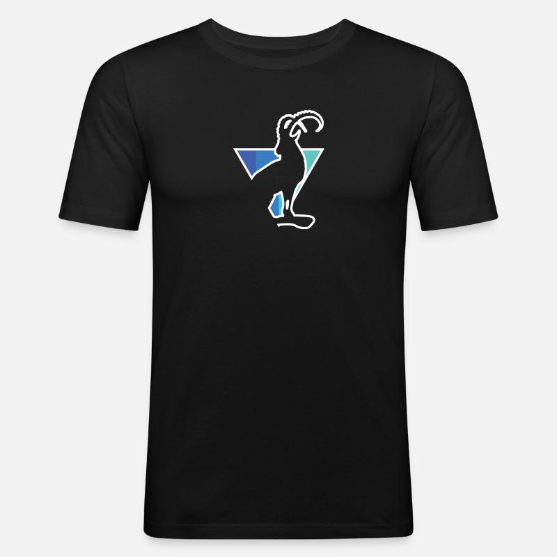 Steinbock Dreieck - Männer Slim Fit T-Shirt - Schwarz