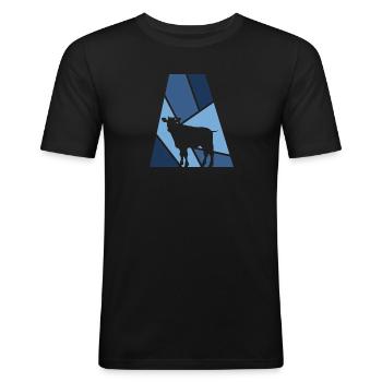 Vache Vaches Bovins - T-shirt près du corps Homme - noir - Devant - Nik (191cm)