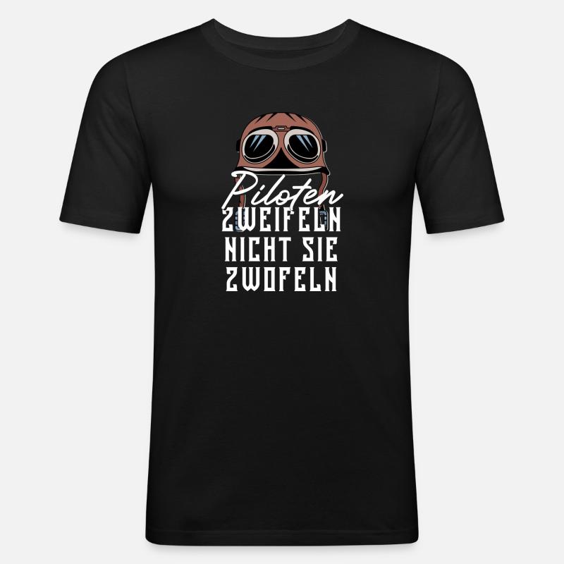Pilot - Männer Slim Fit T-Shirt - Schwarz