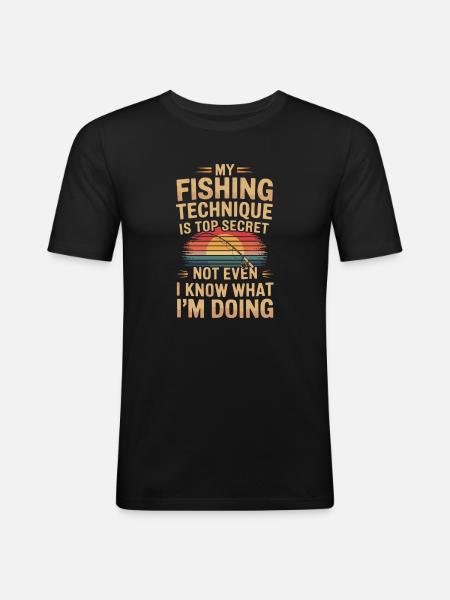 Angler Funny Saying Fishing - Men's Slim Fit T-Shirt - black