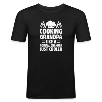 Opa kochen wie ein normaler Opa nur cooler - Männer Slim Fit T-Shirt - Schwarz - Vorne - Nik (191cm)