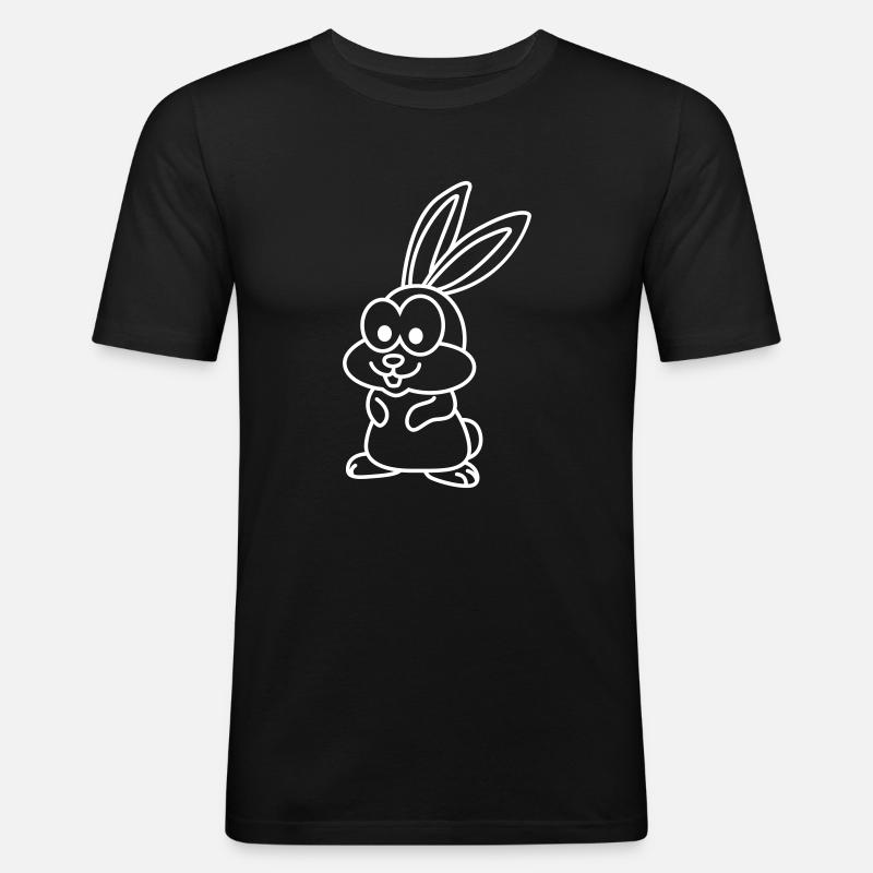 Hase Comic Tier - Männer Slim Fit T-Shirt - Schwarz