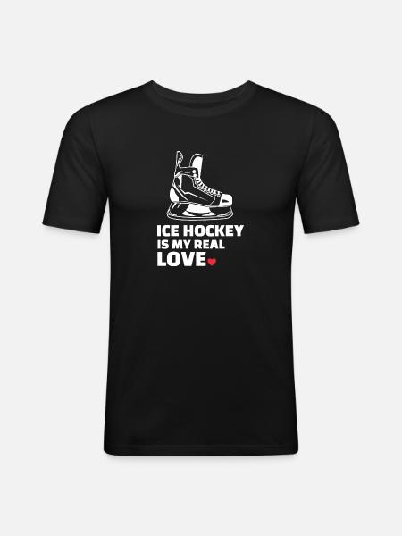 I love ice hockey - Men's Slim Fit T-Shirt - black