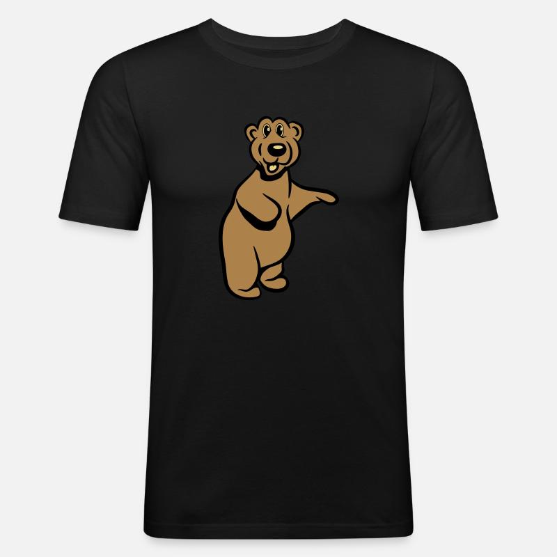 Bär witzig comic - Männer Slim Fit T-Shirt - Schwarz