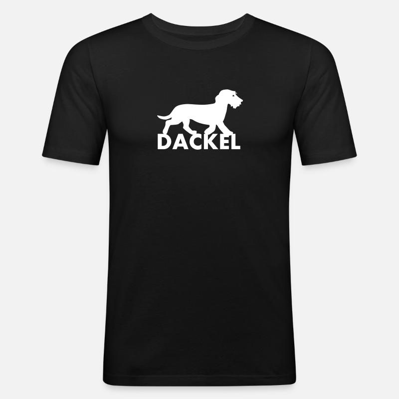 Dackel - Männer Slim Fit T-Shirt - Schwarz