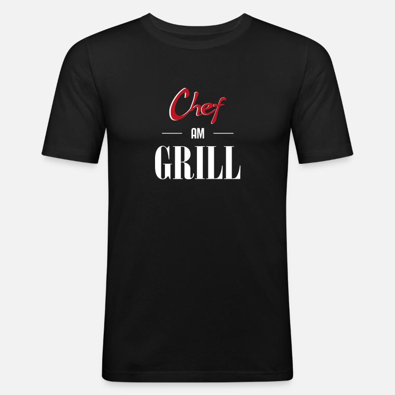 Chef am Grill - Männer Slim Fit T-Shirt - Schwarz