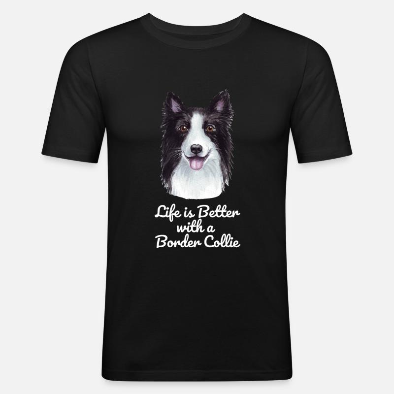 Border Collie - Männer Slim Fit T-Shirt - Schwarz