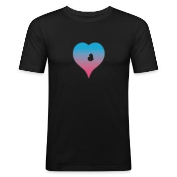 Cupido en Psyche - Mannen slim fit T-shirt - zwart - Voor - Nik (191cm)