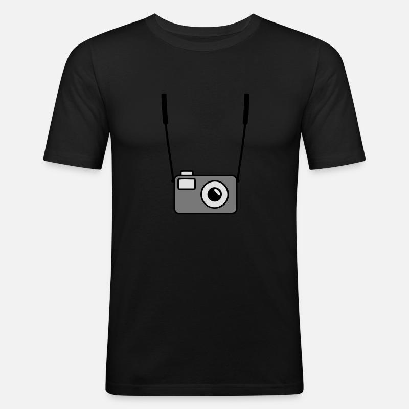 camera - Männer Slim Fit T-Shirt - Schwarz