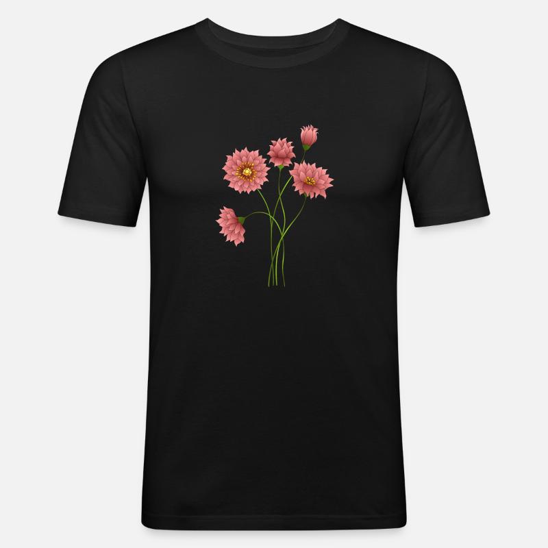 Blumen - Männer Slim Fit T-Shirt - Schwarz