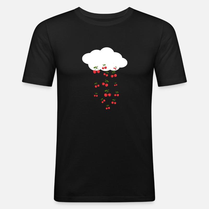 Cherry rain - Men's Slim Fit T-Shirt - black