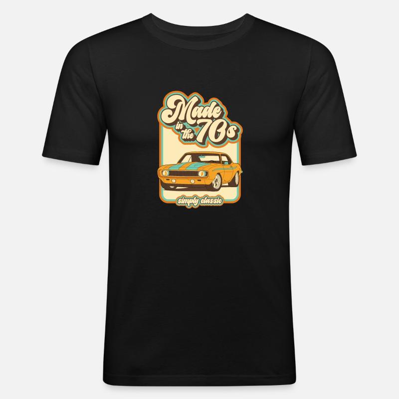 70s Design - Männer Slim Fit T-Shirt - Schwarz