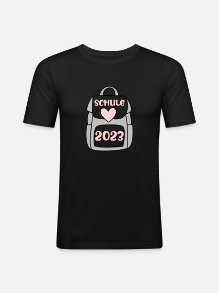 Schule 2023 rosa - Männer Slim Fit T-Shirt - Schwarz