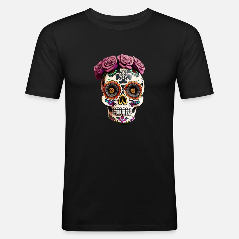 Dia de los Muertos - Männer Slim Fit T-Shirt - Schwarz